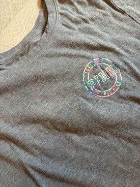 PINK Victoria's Secret Gray Kids Tee with Holographic Logo